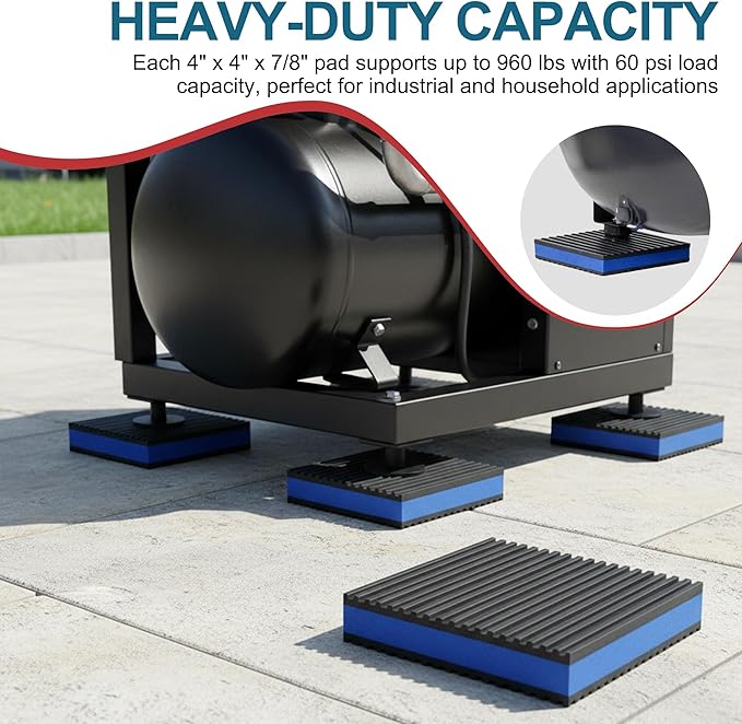 8-Pack Anti Vibration Pads, EVA Rubber Isolation Mats, Heavy Duty Vibration - Image 6