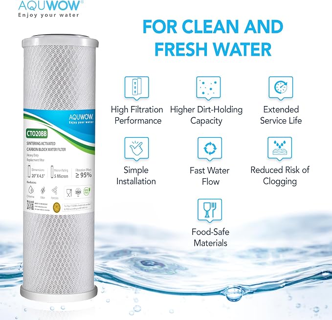 CTO20BB 5 Micron 4.5" x 20" Carbon Block Water Filter Set – Replacement - Image 5