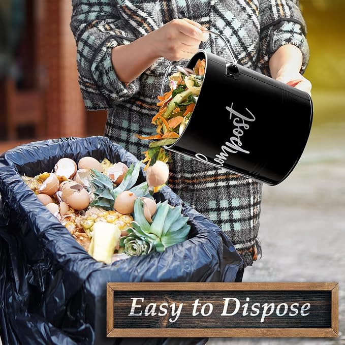 Compost Bin Kitchen, 1.3 Gallon Farmhouse Kitchen Compost Bin Countertop - Image 5
