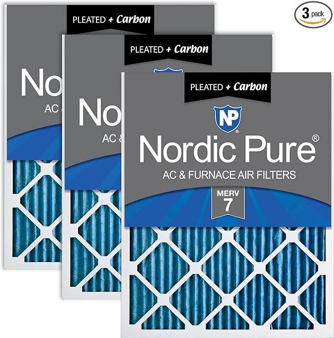 Nordic Pure 14x30x1 Pleated Air Filters MERV 7 Plus Carbon 3 Pack by NordicPure