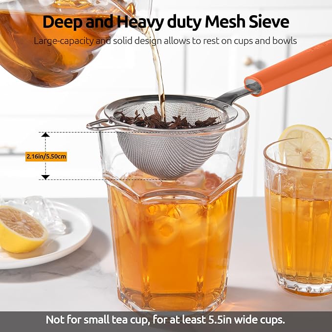 U-Taste Small Fine Mesh Strainer: 18/8 Stainless Steel 3.35in 30 Mesh Kitchen - Image 9