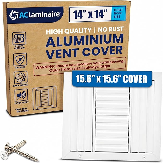 14x14 Aluminum 3-Way Air Vent Cover Wall or Ceiling HVAC Register Multi-Shutter by ACLAMINAIRE