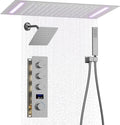 Digital Display Shower System Brushed Nickel Shower Faucet Set with 14X20 inch Ceiling Mounted Shower Head and 8 inch Wall Mounted Shower Head Combo, Handheld Shower