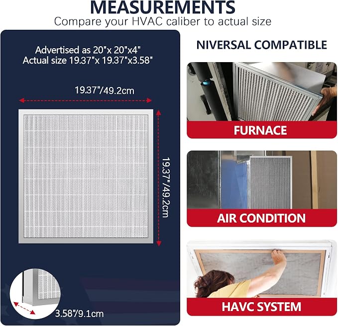 20x20x4 Washable Electrostatic Air Filter, MERV 8 Aluminum AC/HVAC Furnace - Image 6