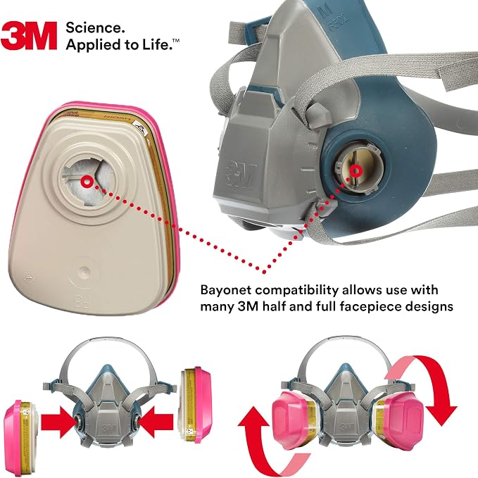 3M P100 Respirator Cartridge/Filter 60926, 1 Pair, Helps Protect Against - Image 4