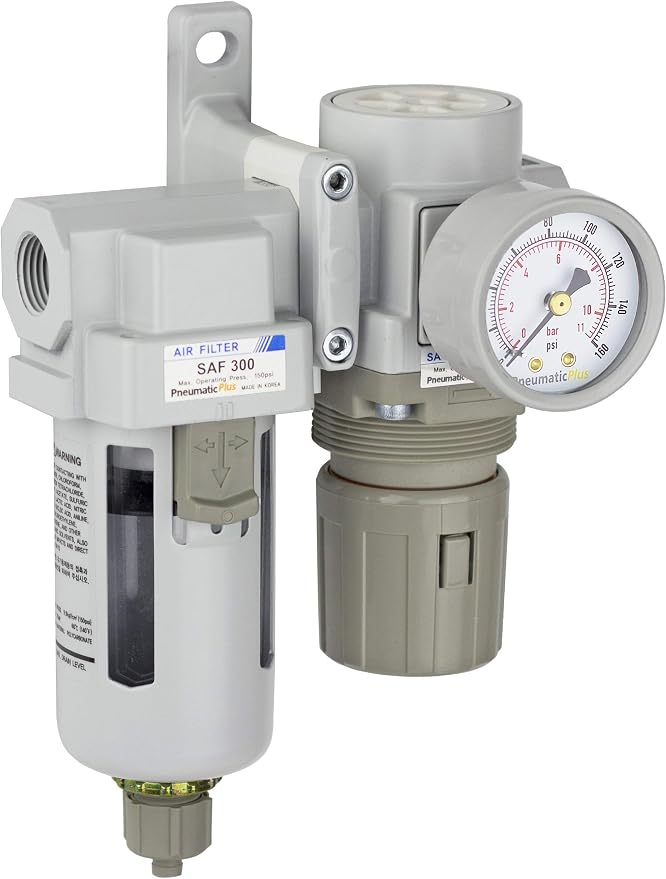 PneumaticPlus SAU320-N03G Compressed Air Filter Regulator Combo 3/8" NPT by PneumaticPlus