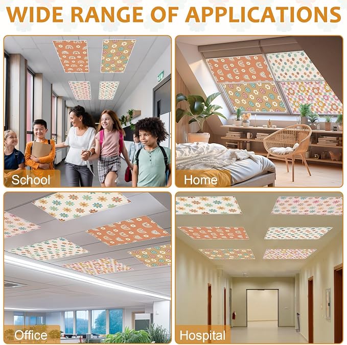QOUBAI 6 Pcs Fluorescent Light Covers, 4 x 2 Ft Magnetic Light Filters Boho - Image 6