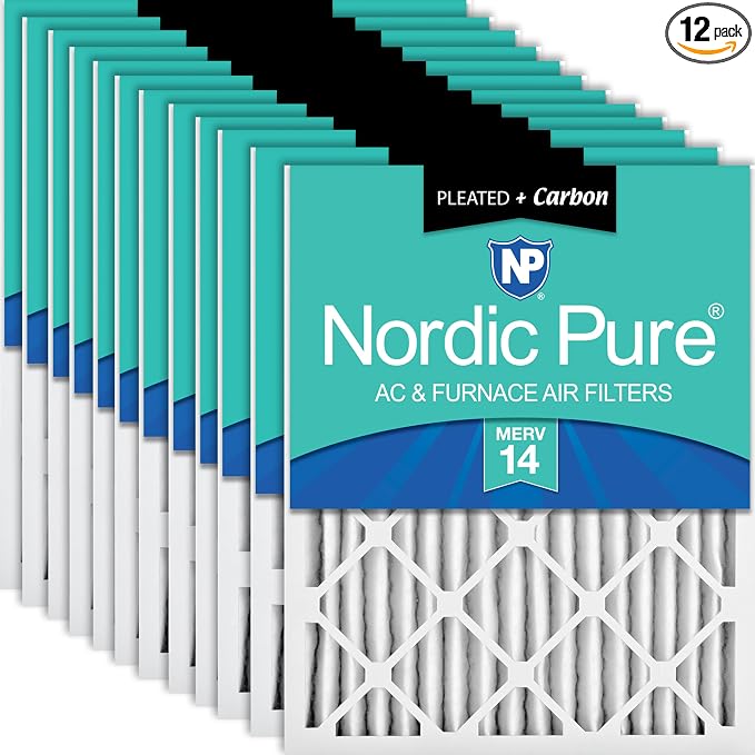 Nordic Pure 20x20x2 Pleated Air Filters MERV 14 Plus Carbon 12 Pack by NordicPure