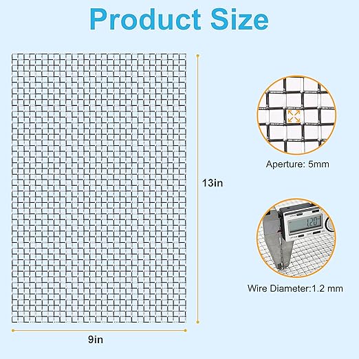 8 Pcs 13x9 5 Mesh 304 Stainless Steel Wire Mesh Sheet, Rustproof Metal Mesh - Image 4
