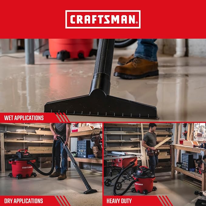 CRAFTSMAN CMXEVBE17595 16 Gallon 6.5 Peak HP Wet Dry Vac, Heavy-Duty Shop - Image 4