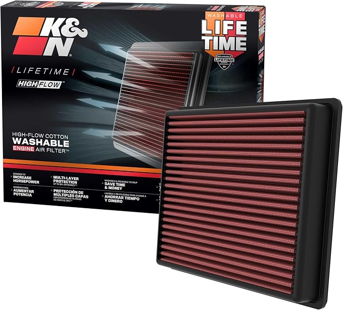 K&N High-Flow Original Lifetime Engine Air Filter: Increase Power: Premium by KNEngineeringInc