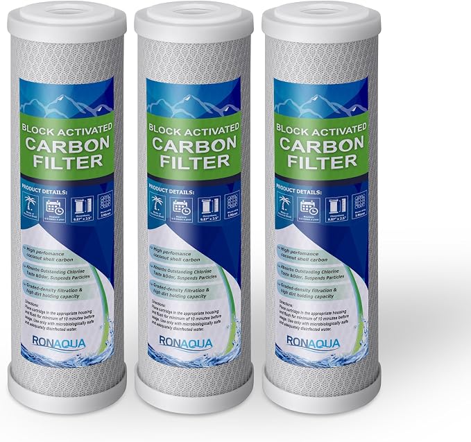 Block Activated Carbon Coconut Shell Water Filter Cartridge 5 Micron by Ronaqua