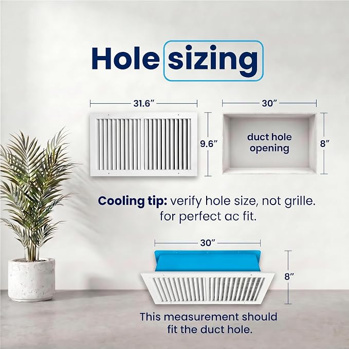 30x8 Aluminum 1-Way Air Vent Cover Wall Ceiling Register Multi-Shutter Damper - Image 3