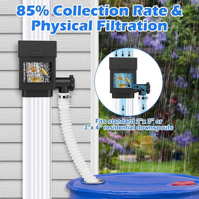 WADEO Rainwater Collection System, Downspout Diverter Fits - Image 4