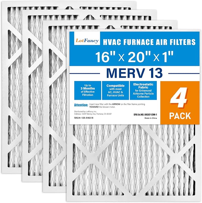LotFancy 16x20x1 Air Filter MERV 13 4-Pack, Electrostatic Pleated HVAC Furnace - Image 9