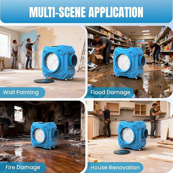 Air Scrubber with 3-Stage Filtration, 650CFM HEPA Air Scrubber Negative Air - Image 8
