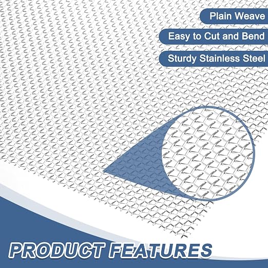 uxcell 8 Mesh 39" x 12" Woven Wire Mesh, 304 Stainless Steel Air Vent Filter - Image 3