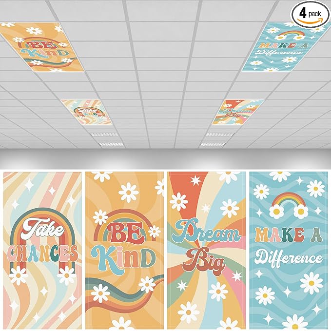 4Pcs Fluorescent Light Covers for Classroom Ceiling Lights, 4 x 2 Feet by Hallswl
