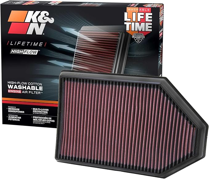 K&N High-Flow Original Lifetime Engine Air Filter: Increase Power: Premium by KNEngineeringInc