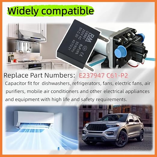C61-P2 E237947 Capacitor 6uF 250VAC 50/60Hz 10000AFC C22.2NO.190 85℃ Fit - Image 2