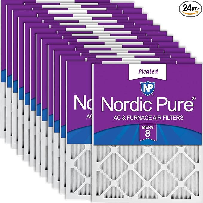 Nordic Pure 16x24x1 Pleated MERV 8 Air Filters 24 Pack by NordicPure