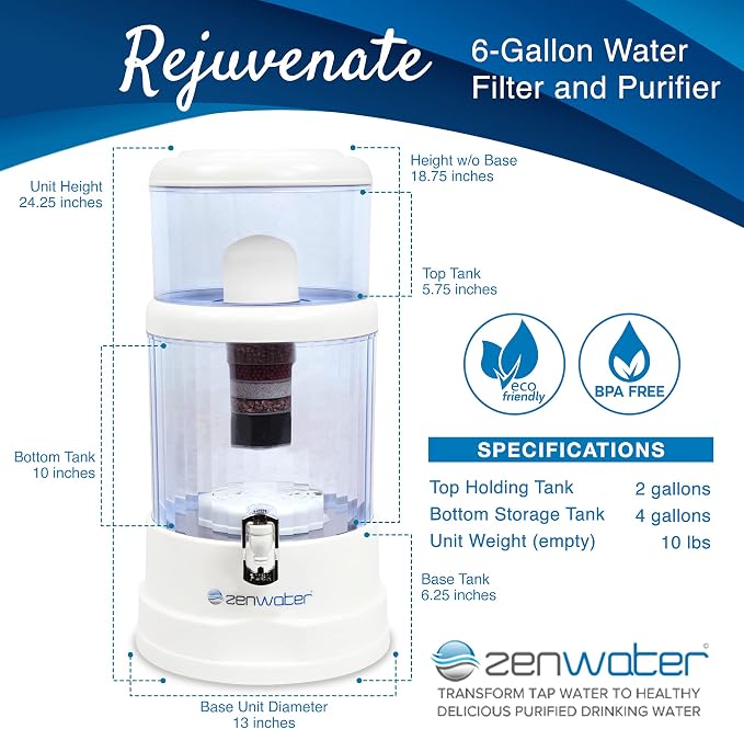 ZENWATER 6-Gallon Countertop Gravity Water Filter System - Image 3