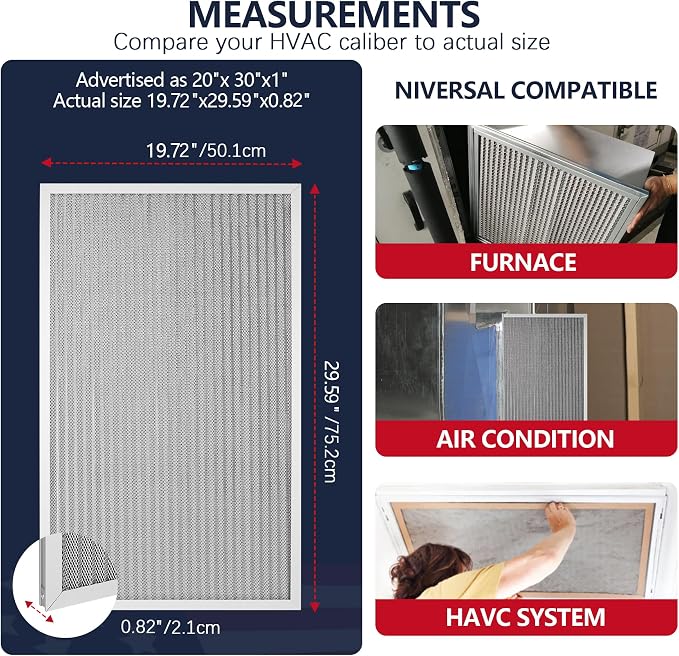 20x30x1 Electrostatic Air Filter, MERV 8 Reusable & Washable Aluminum AC/HVAC - Image 6