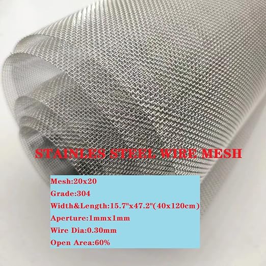 Stainless Steel Mesh Screen #20Mesh -Size:15.7"x47.2" SS304 Wire Mesh Screen - Image 2