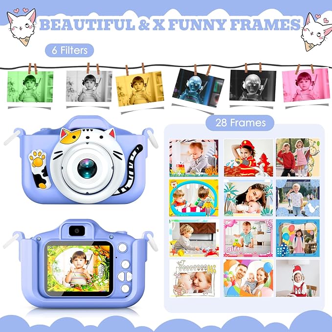 Upgrade Kids Selfie Camera for Boys,Girls Christmas Birthday Festival Gift for Kids,Digital Camera for Toddlers Toys for 3 4 5 6 7 8 9 10 11 12 Year Old