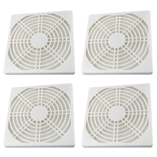 4 Pcs 120mm White Square Plastic Cooling Fan Filter Cover, Dust Screen by Adyoney