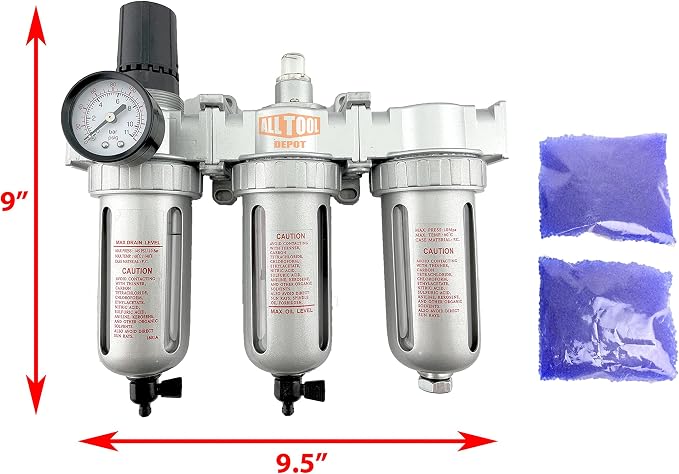 1/4" NPT MID FLOW Filter Regulator Coalescing Desiccant Dryer System - Image 2