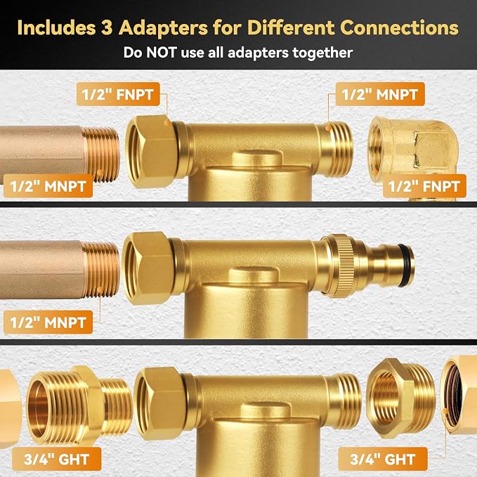 40 Micron Reusable Sediment Filter, Brass Inline Water Filter, Compatible - Image 3
