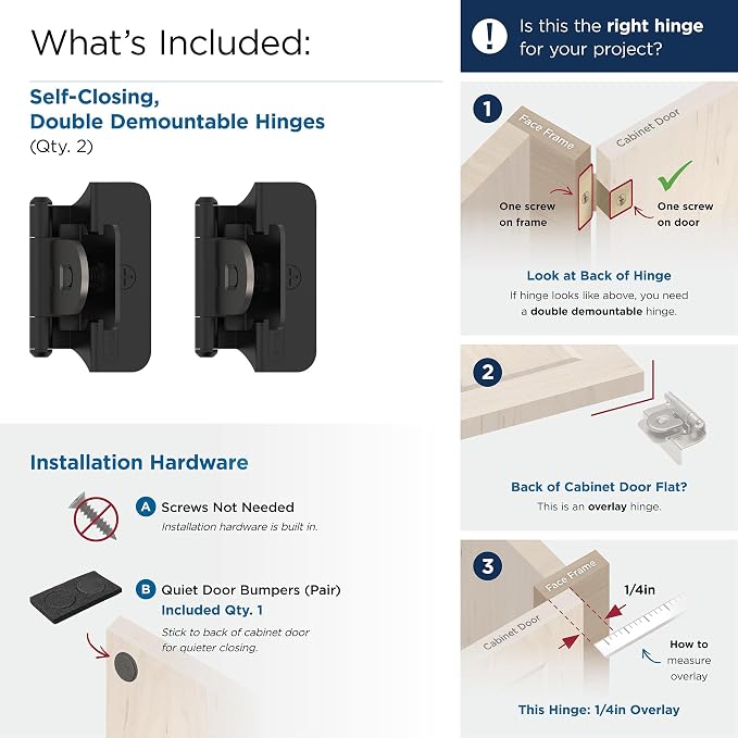 Amerock BPR8701FB | Cabinet Hinge | 1/4 inch Overlay Double Demountable | Matte - Image 3