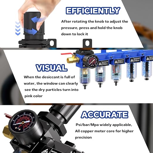 1/4'' NPT 5 Stage Air Drying System, Air Compressor Dryer System, 5 &0.5 &0.01 - Image 6