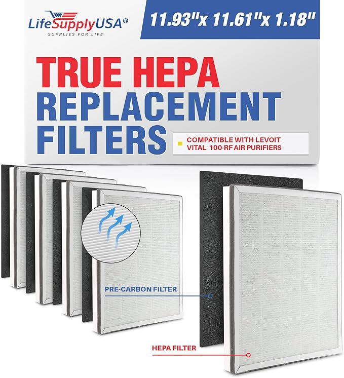 Vital 100-RF True HEPA Filter Set Compatible by LifeSupplyUSA