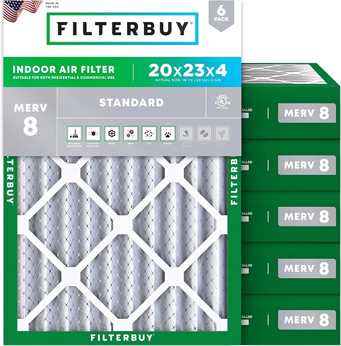 Filterbuy 20x23x4 Air Filter MERV 8 Essential Dust & Allergy Defense, by Filterbuy