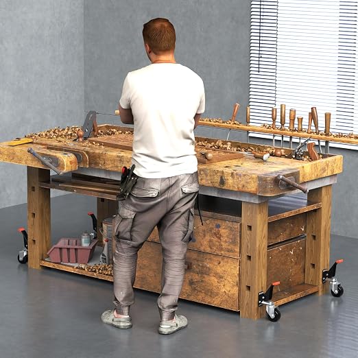 SPACEKEEPER Workbench Casters kit 920 Lbs Retractable Casters Heavy Duty Bench - Image 6