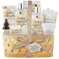 Christmas Gifts Bath & Body Spa Gift Basket for Women, Best Gift for Mother's Day & Birthday, White Rose Set Body Lotion, Shower Gel, Bubble Bath, Bath Salt, Towel, Soap, Oil, Candle, Gloves,