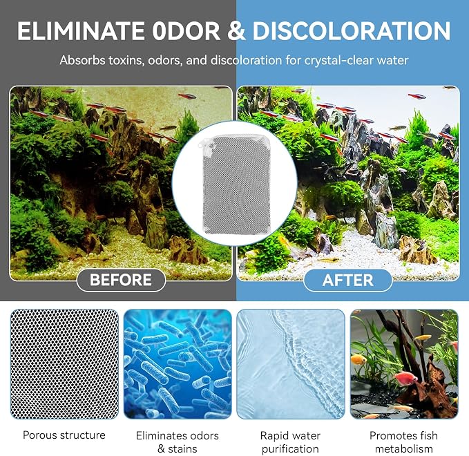 6 Pack Aquarium Activated Carbon Bags, Chemical Aquarium Filter Media, - Image 3