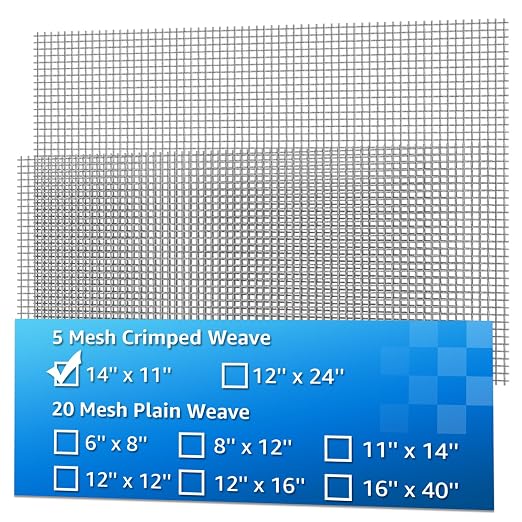2 Pack 14"x11" Wire Mesh, 5 Mesh Crimped Stainless Steel Mesh, Never Rust by AMZDEPOT