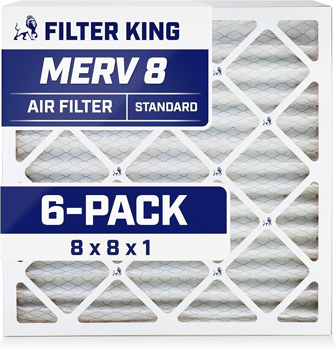 Filter King 8x8x1 Air Filter | 6-PACK | MERV 8 HVAC Pleated A/C Furnace Filters by FilterKing