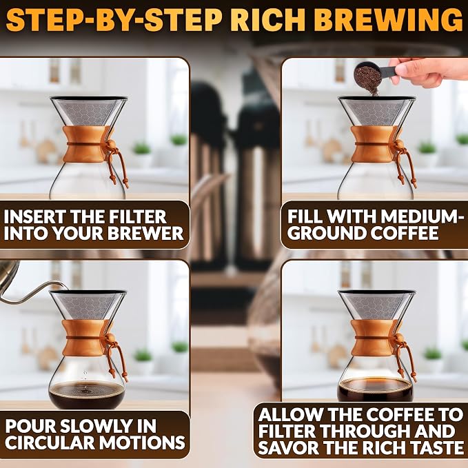 Stainless Steel Pour Over Coffee Filter Compatible - Image 6
