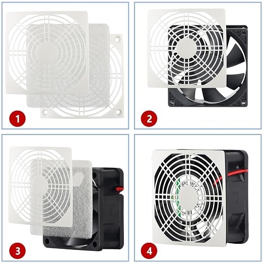 4 Pcs 120mm White Square Plastic Cooling Fan Filter Cover, Dust Screen - Image 4