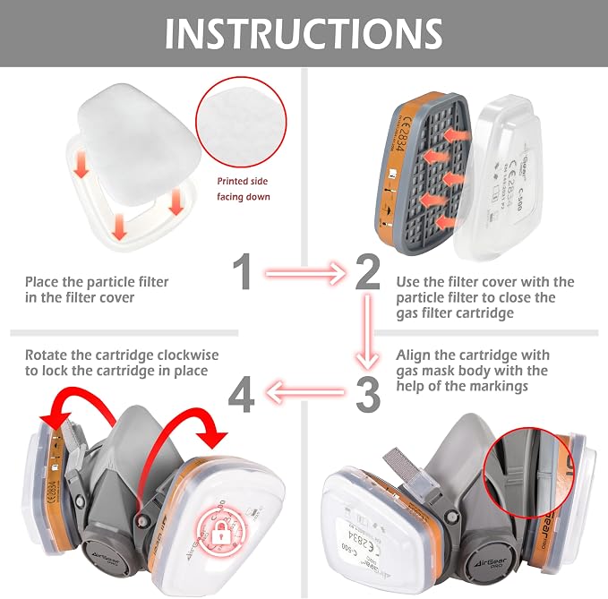 AirGearPro C-500 Filters for Reusable Respirator Mask | Anti-Dust Respirator - Image 3