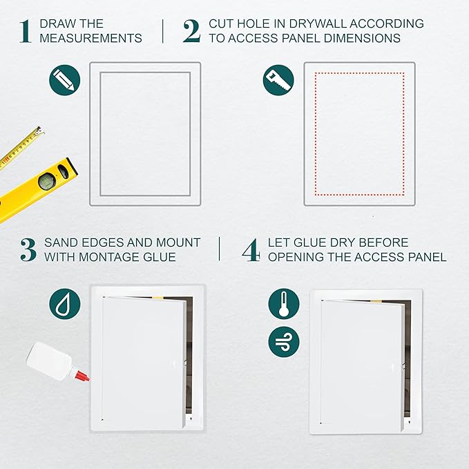 8" x 12" White Metal Access Panel. Service Shaft Door Panel. Plumbing, Electricity, Heating, Alarm Wall Access Panel for Drywall. Bathroom Services Access Hole Cover.