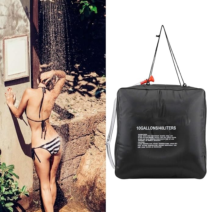Solar Shower Bag, Waterproof Portable Camping Shower Water Bag, Solar Camping Showers with Showers Head for Hiking Campings Traveling Outdoor Use