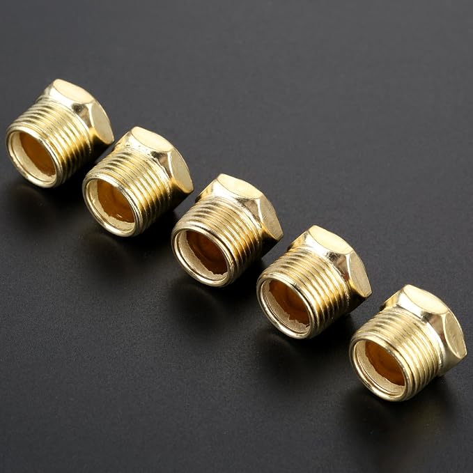 5PCS 3/8" Brass Muffler, Pneumatic Air Vent Silencer, Hex Sintered Filter Male - Image 3