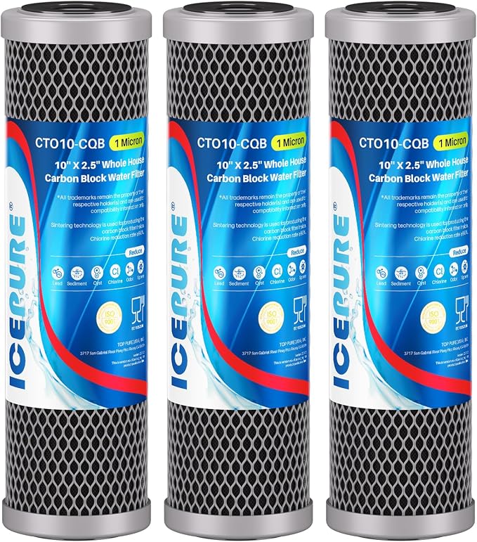 ICEPURE 1 Micron 10" x 2.5" Whole House Upgraded Coconut Shell Activated Water by ICEPURE