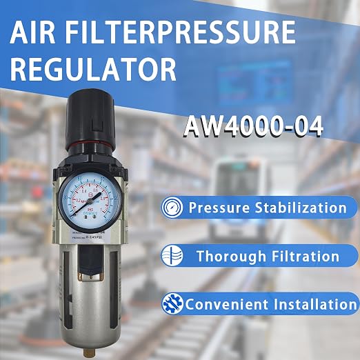HengMinLingTong 1/2" NPT Compressed Air Filter Regulator Combo Piggyback - Image 2