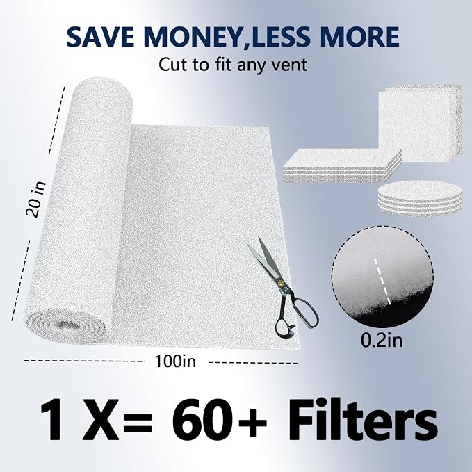 Air Vent Filter 20x100 Inch, Cut to Size Air Filter Material, Electrostatic - Image 3